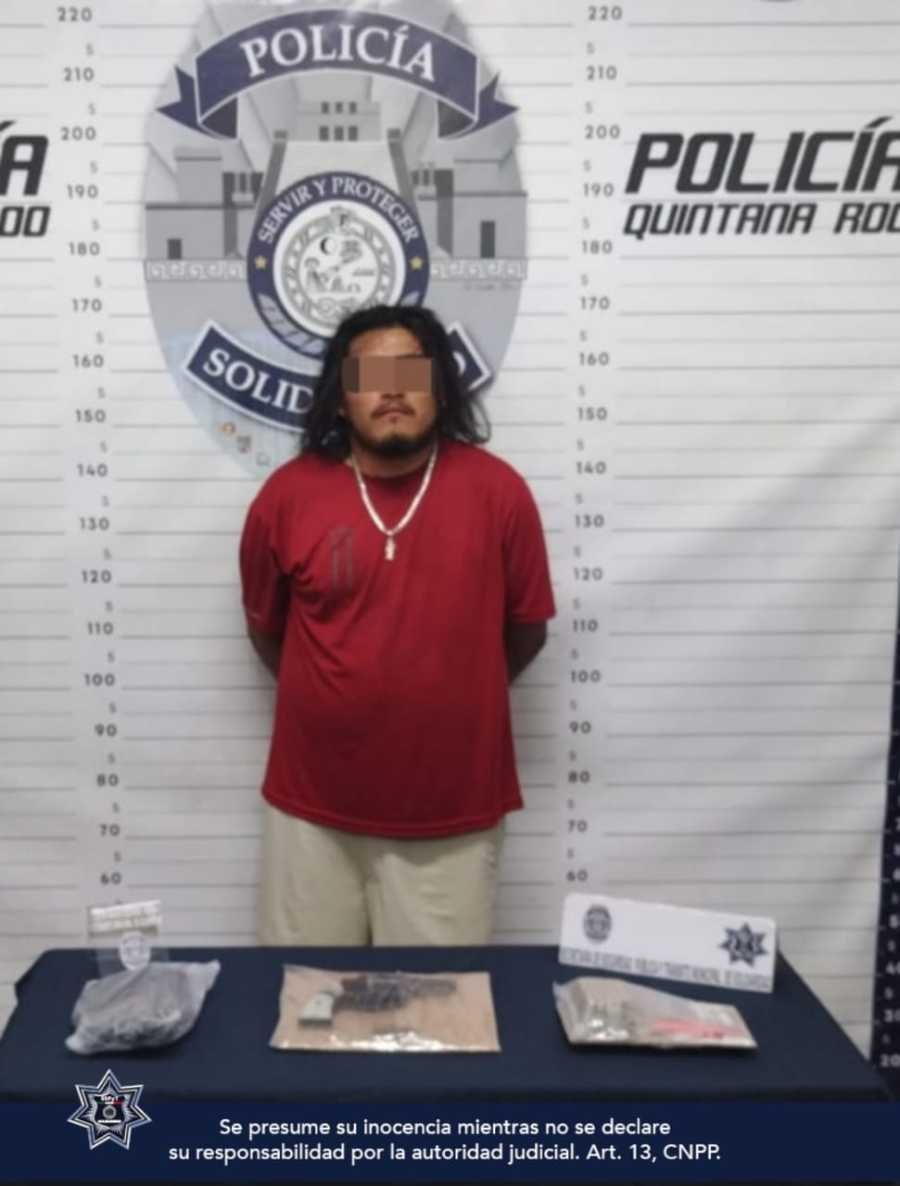 Detención de sospechoso armado en Playa del Carmen