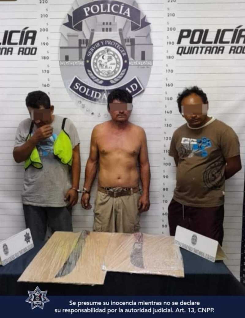 Tres hombres armados con machetes intentan robar en una lavandería de Playa del Carmen, pero son detenidos por la Policía