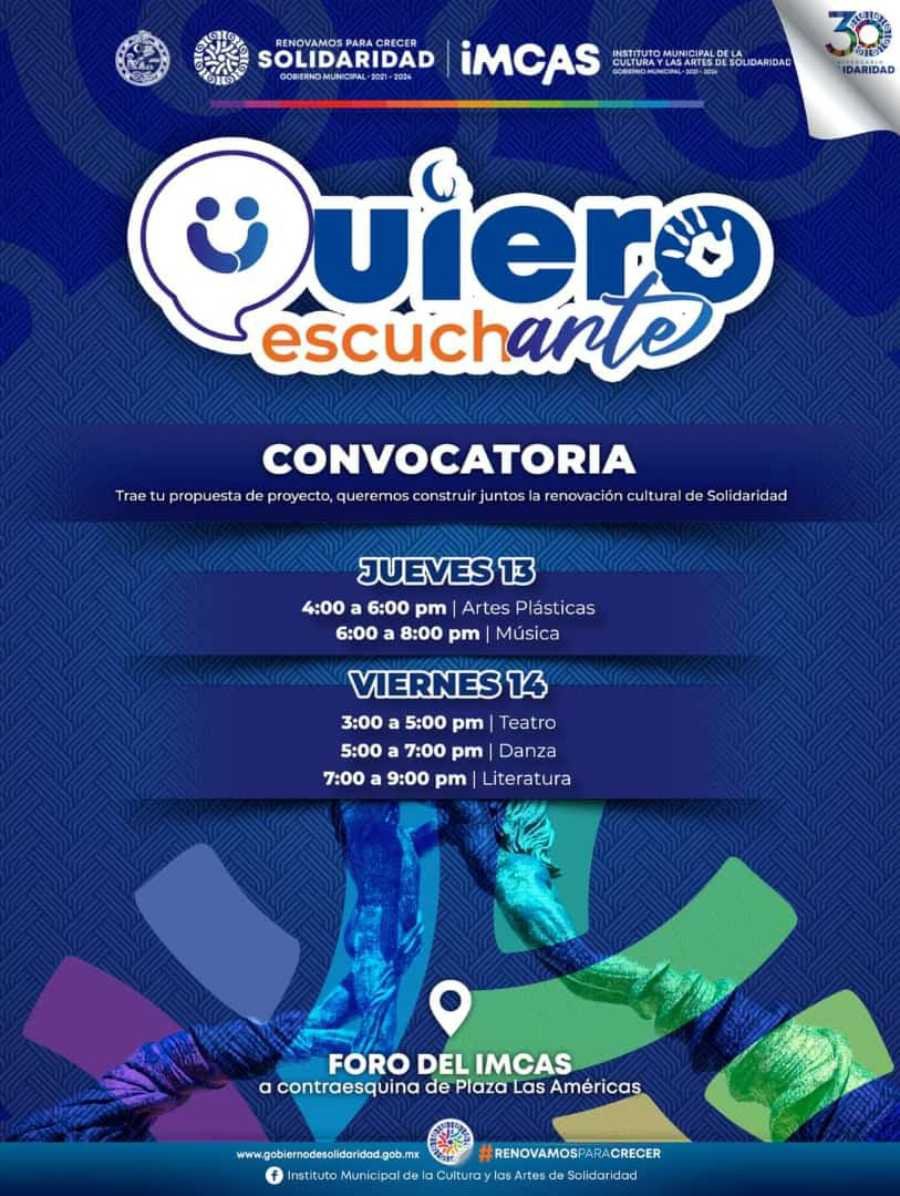 Convocatoria del Gobierno Municipal de Solidaridad busca colaboración de artistas para la creación de agenda cultural por el 30 aniversario de la ciudad
