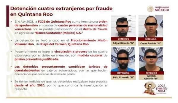 Detienen a cuatro hombres extranjeros por fraude bancario en Quintana Roo 1