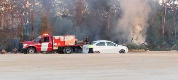 Incendio forestal en Playa del Carmen cercano al tramo del Tren Maya 1