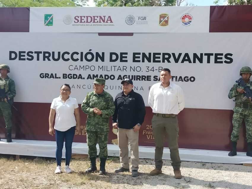Diversos narcoticos son incinerados en una base militar en Cancun 2