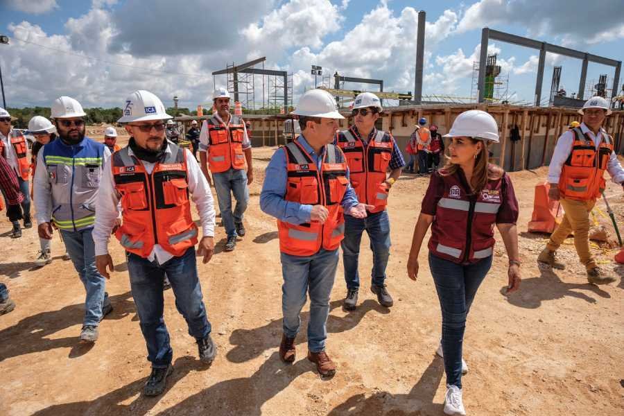 Mara Lezama supervisa los avances de la estacion del Tren Maya en Cancun Aeropuerto 1