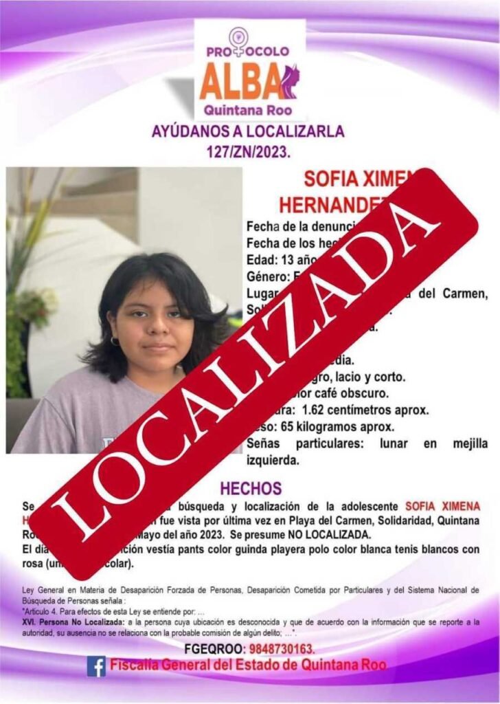 Menores Localizadas en el Fraccionamiento Villas del Sol 1