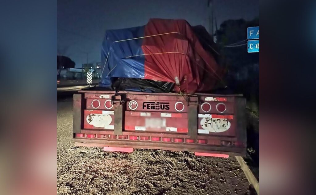 PFM asegura a dos personas, un tractocamión y plataforma cargada con madera aserrada