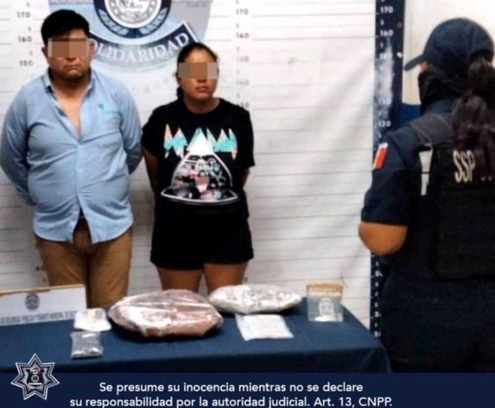 Pareja de Traficantes de Drogas en la Colonia La Guadalupana de Playa del Carmen fue arrestada