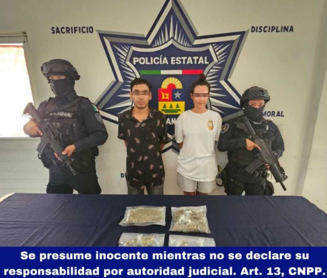 Pareja detenida en Tulum por posesión de drogas