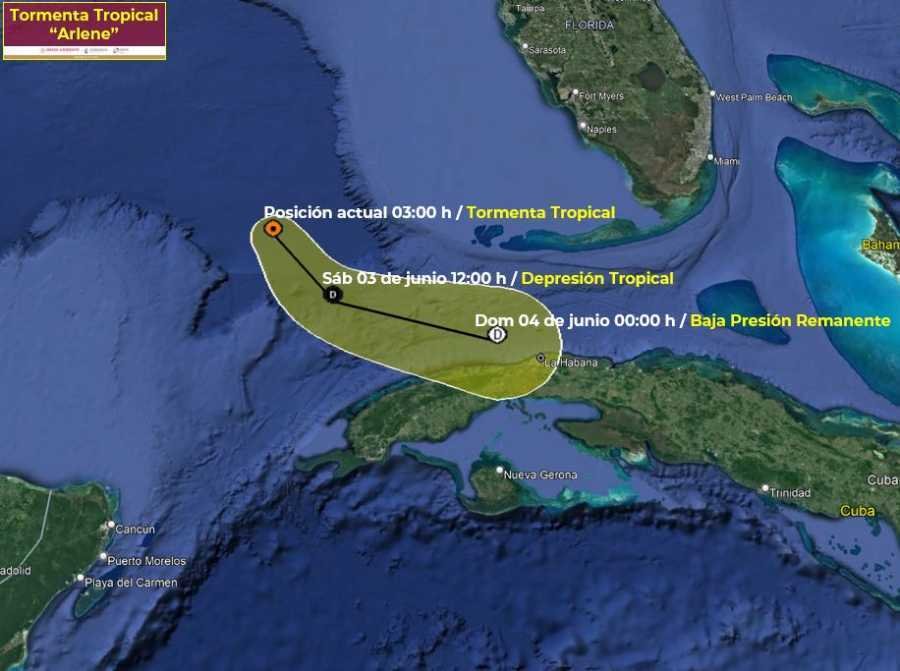 Aviso de precipitaciones aisladas en Quintana Roo debido a la depresión tropical 'Arlene' 1 Aviso de precipitaciones aisladas en Quintana Roo debido a la depresion tropical Arlene 1
