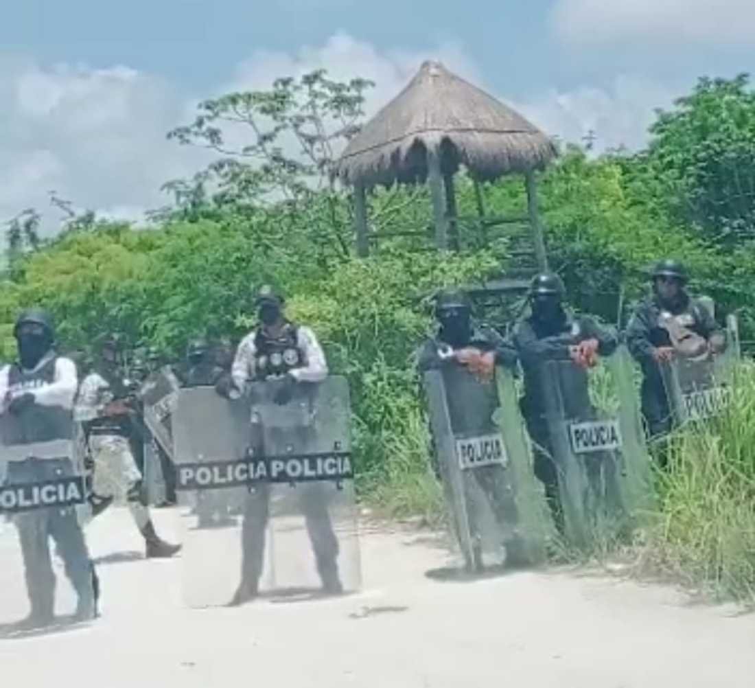 Estudio topográfico en Mahahual desencadena despliegue policial