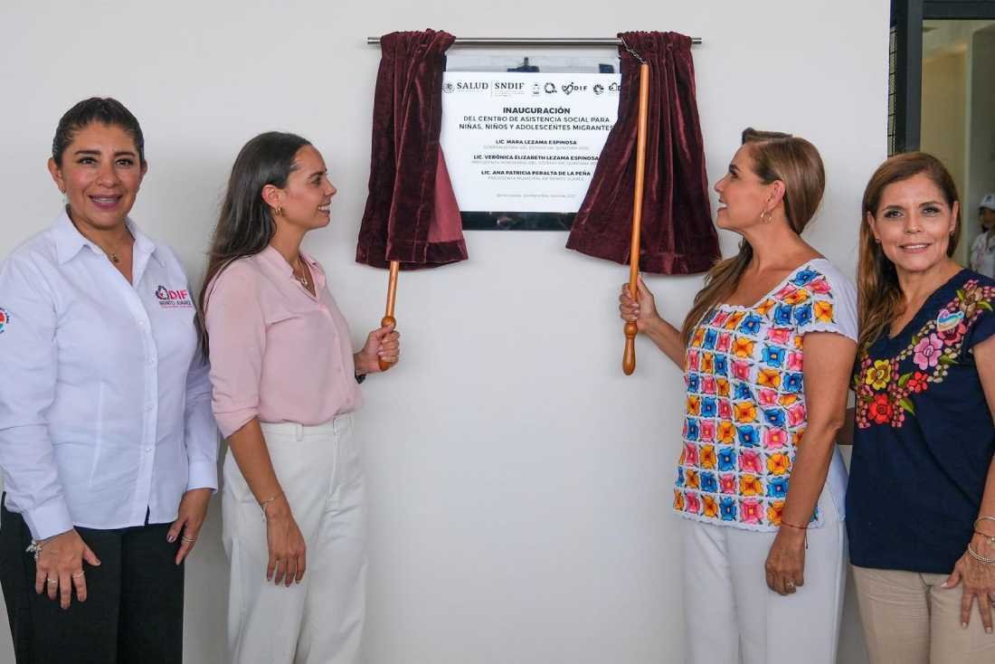 Inauguración del Centro de Apoyo para Menores Migrantes en Cancún por parte de Mara Lezama