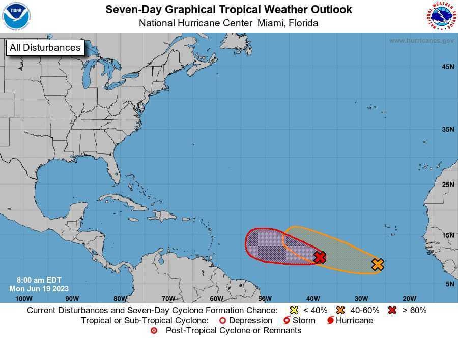 Posible trayectoria de la Depresión Tropical 'Tres' hacia el Mar Caribe desde el Atlántico 1 Posible trayectoria de la Depresion Tropical Tres hacia el Mar Caribe desde el Atlantico 1