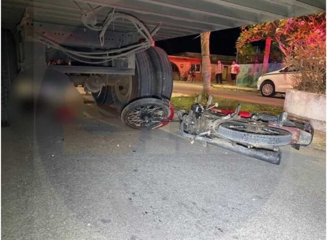 Tragedia en Felipe Carrillo Puerto: Motociclista arrollado por camión