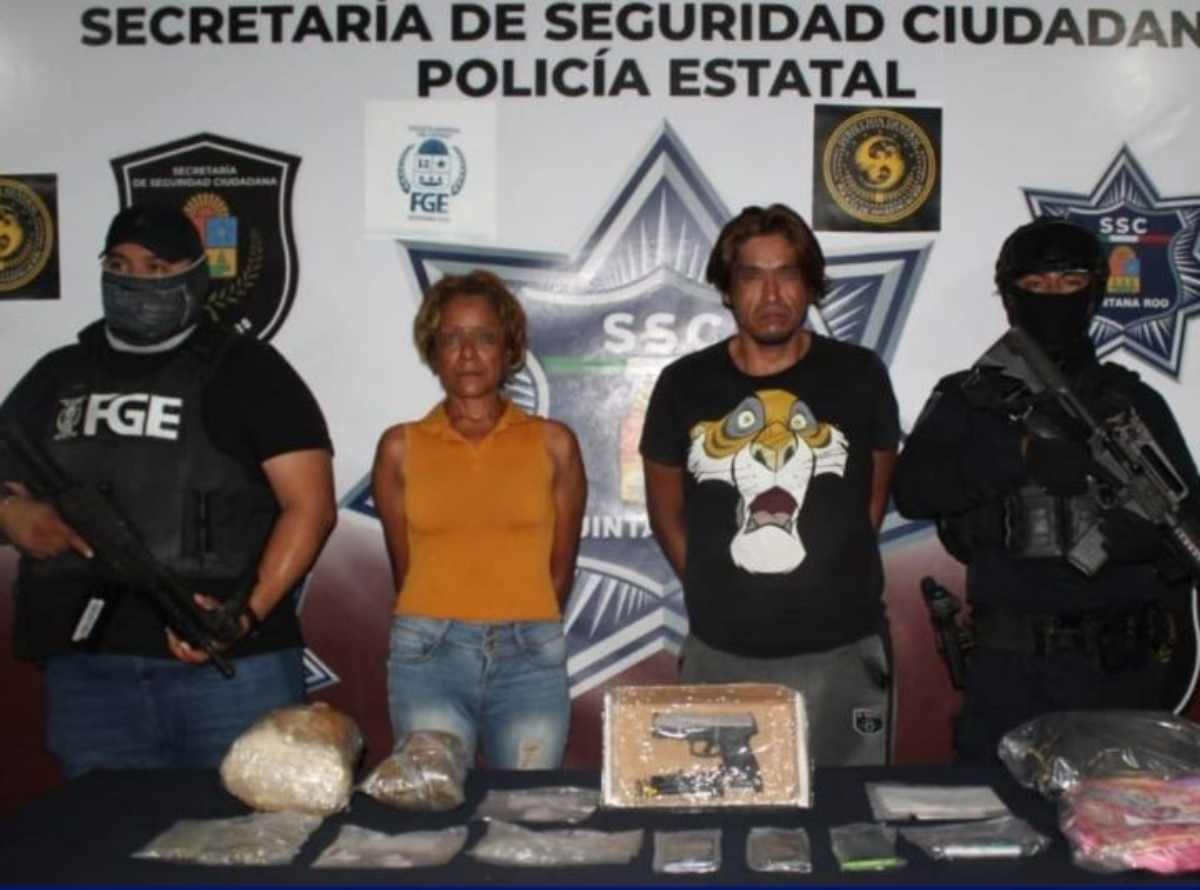 Detenida Pareja con Drogas y Arma en la Carretera Cancún-Playa: Operativo Exitoso de la Secretaría de Seguridad Ciudadana