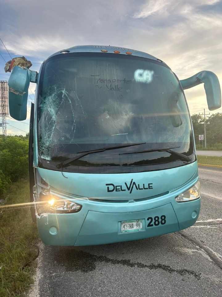 Fatiga del conductor provoca choque entre autobús y camioneta en la ruta Playa del Carmen-Tulum; un herido grave