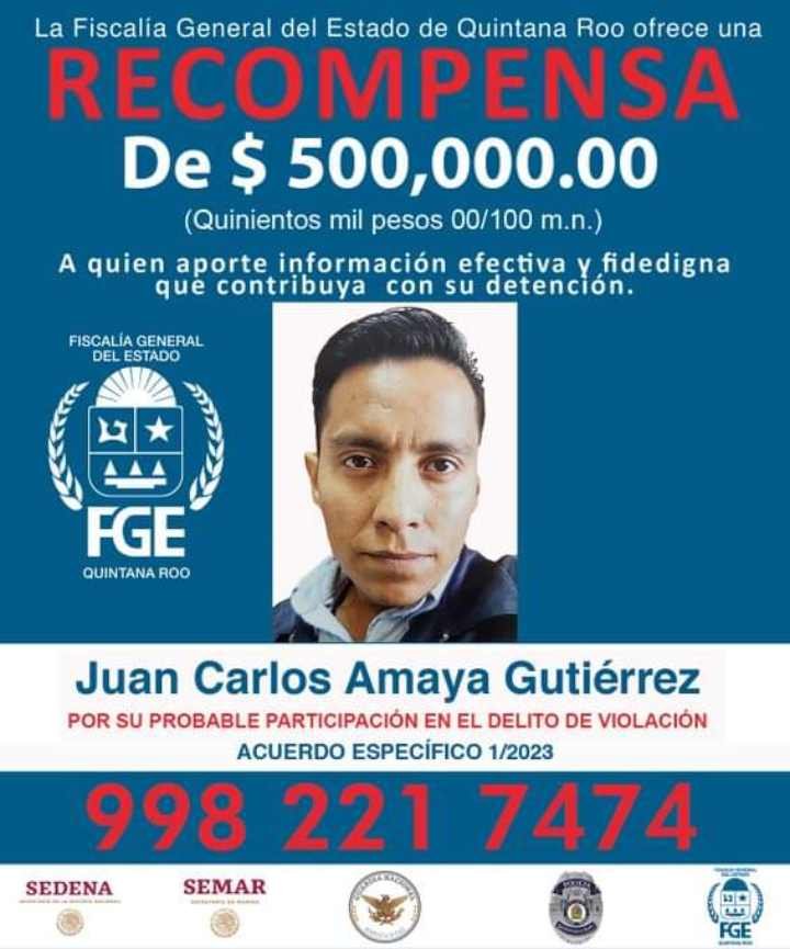 Recompensa de 500 Mil Pesos Ofrecida por FGE para Capturar a Sujeto Acusado de Violación