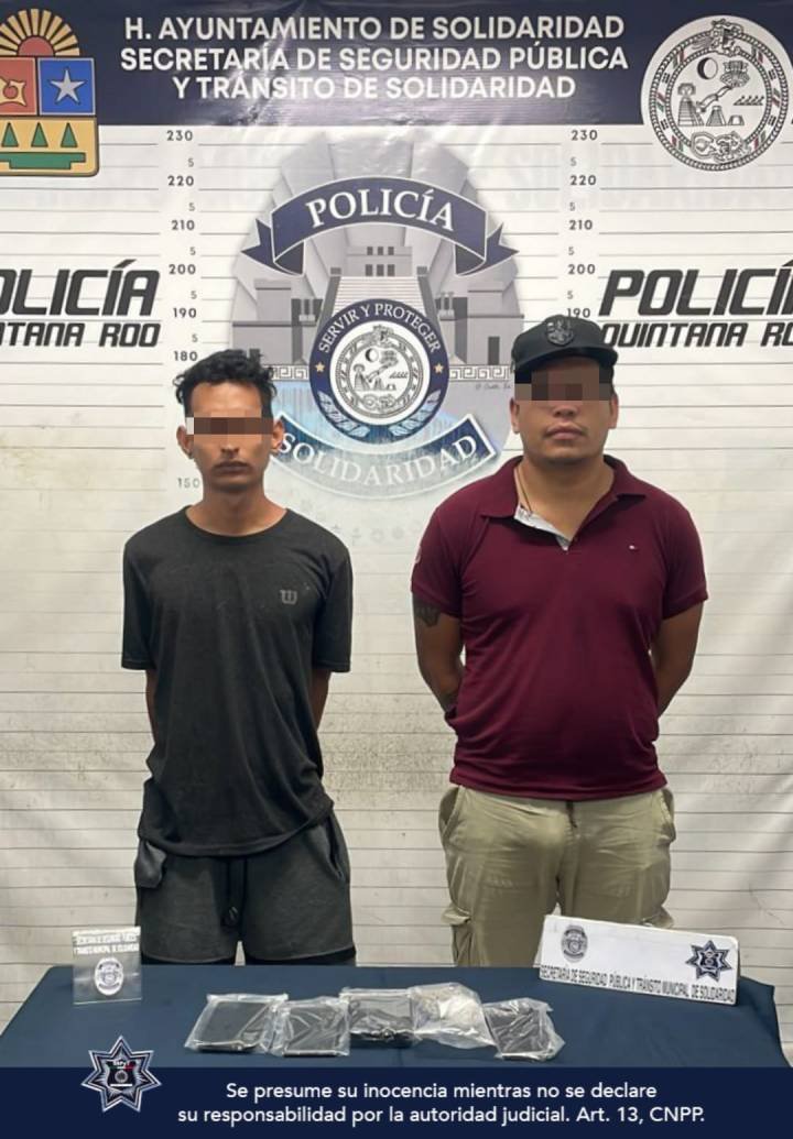 Detenidos en Playa del Carmen Dos Sospechosos de Robo de Auto y Posesión de Drogas