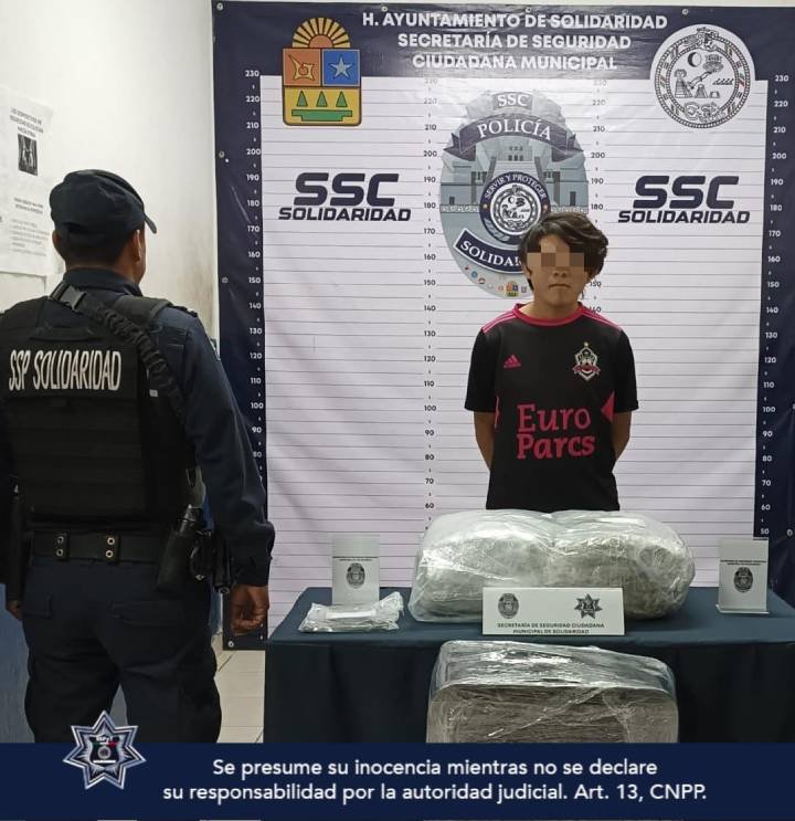 Aprehendido individuo con sustancias ilegales en Playa del Carmen