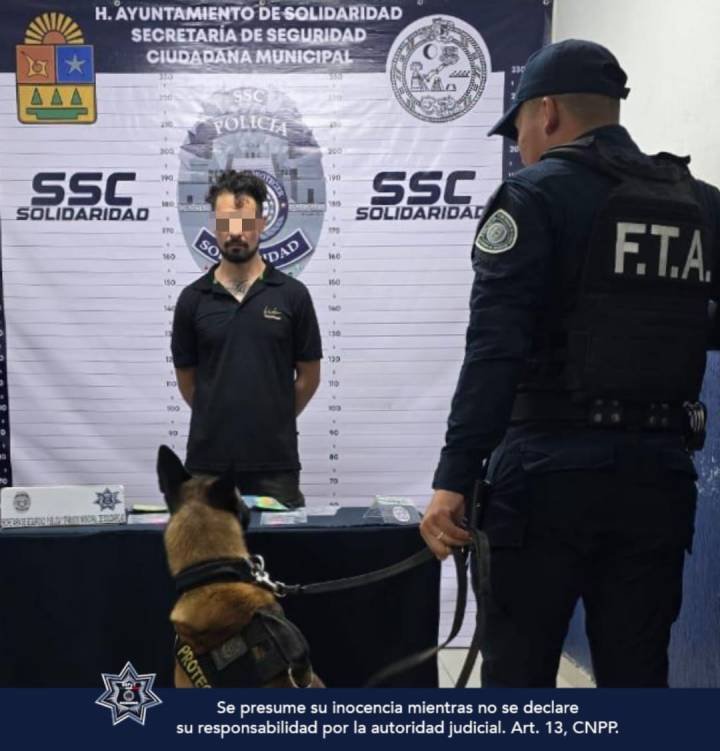 Capturado individuo con sustancias ilícitas en Playa del Carmen