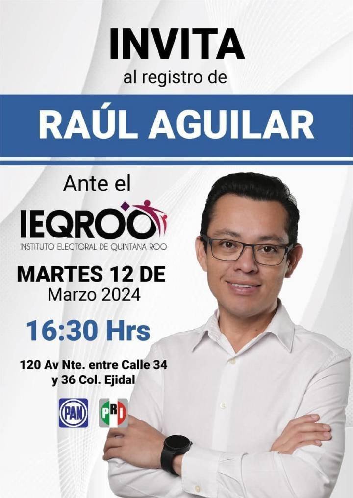 Hoy se registra candidato a diputado local Raúl Aguilar ante el Ieqroo