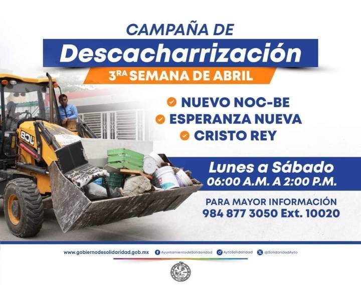 Calendario semanal de descacharrización - Noticias de Quintana Roo