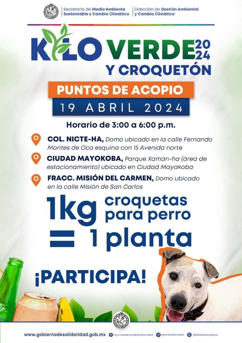 Invitan a participar al Kilo Verde y Croquetón