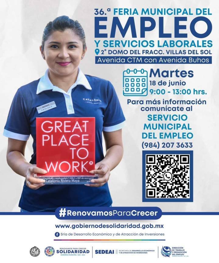 Realizarán en Villas del Sol la 36ª feria municipal del empleo