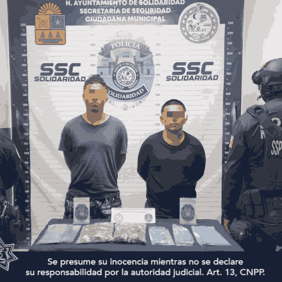 En Playa del Carmen detienen a 2 personas en posesión de posibles narcóticos