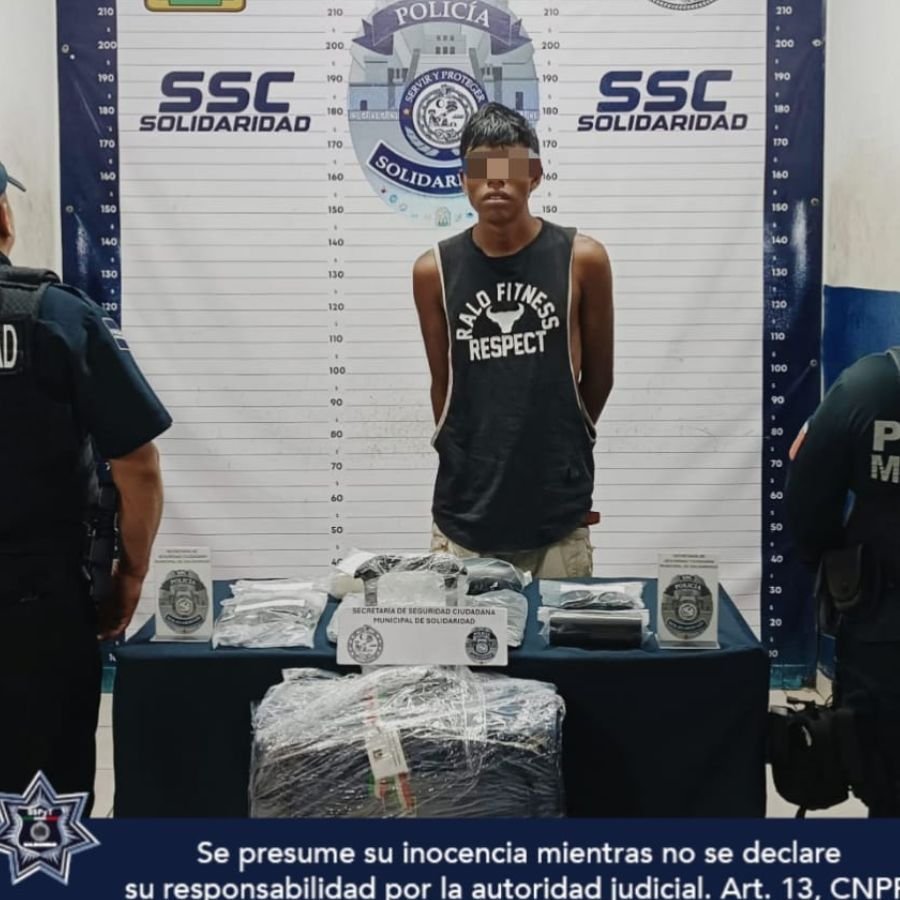 Policía Municipal de Solidaridad captura a sospechoso de robo a casa habitación en la colonia Zazil-Ha